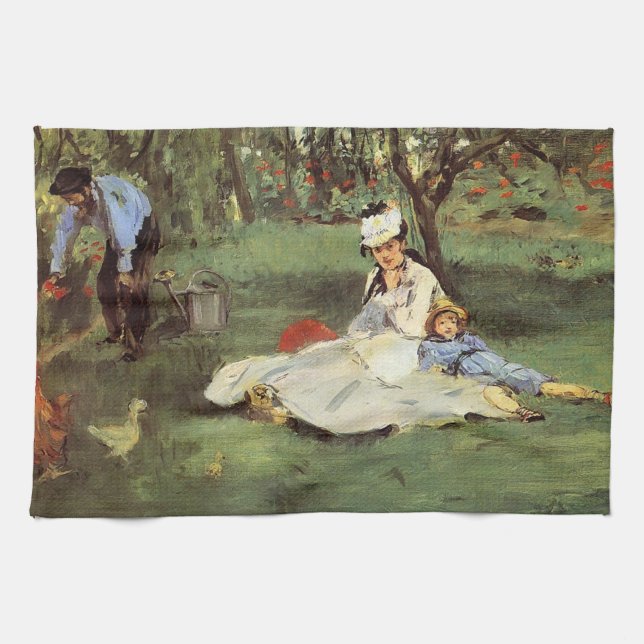Manet Impressionist French Family Garden Painting Towel (Horizontal)