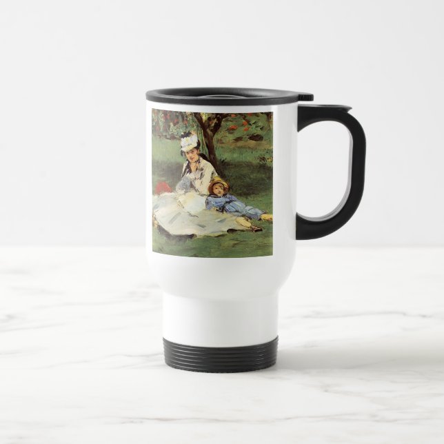 Manet Impressionist French Family Garden Painting Travel Mug (Right)