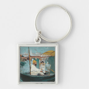 Manet Monet in his Floating Studio, 1874 Keychain