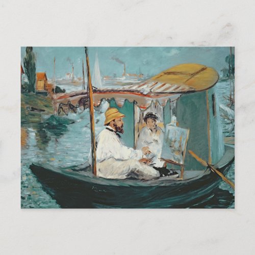 Manet  Monet in his Floating Studio 1874 Postcard