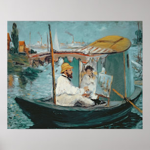 Manet Monet in his Floating Studio, 1874 Poster