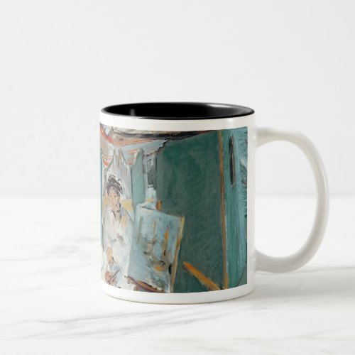 Manet  Monet in his Floating Studio 1874 Two_Tone Coffee Mug
