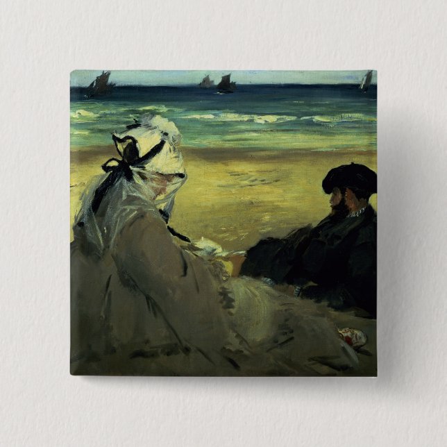 Manet | On the Beach, 1873 Pinback Button (Front)