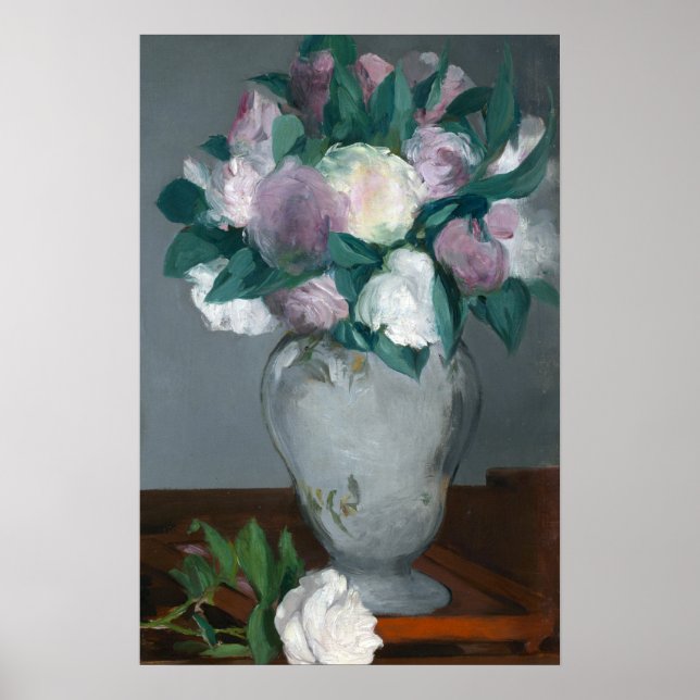 Manet Peonies Possibly Pink Bouquet Flowers in a V Poster (Front)