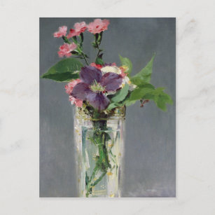 Manet   Pinks and Clematis in a Crystal Vase, 1882 Postcard