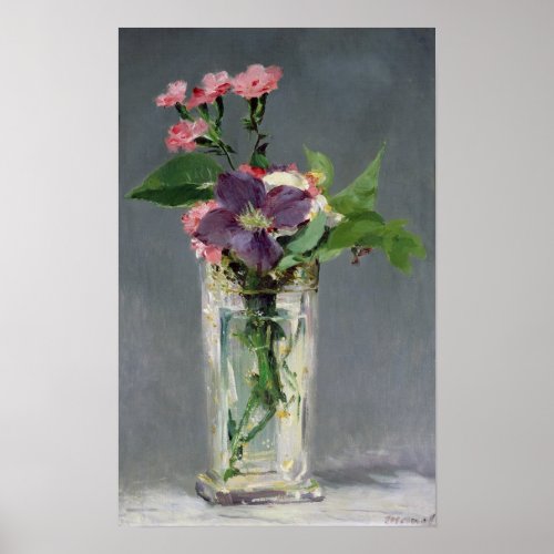 Manet  Pinks and Clematis in a Crystal Vase 1882 Poster