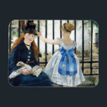 Manet The Railway Magnet<br><div class="desc">Manet The Railway magnet. Oil painting on canvas from 1873. One of Edouard Manet’s most celebrated paintings, The Railway or The Gare Saint-Lazare (Le Chemin de Fer) depicts model Victorine Meurent sitting before an iron fence with an open book and sleeping puppy in her lap. Beside her stands a little...</div>