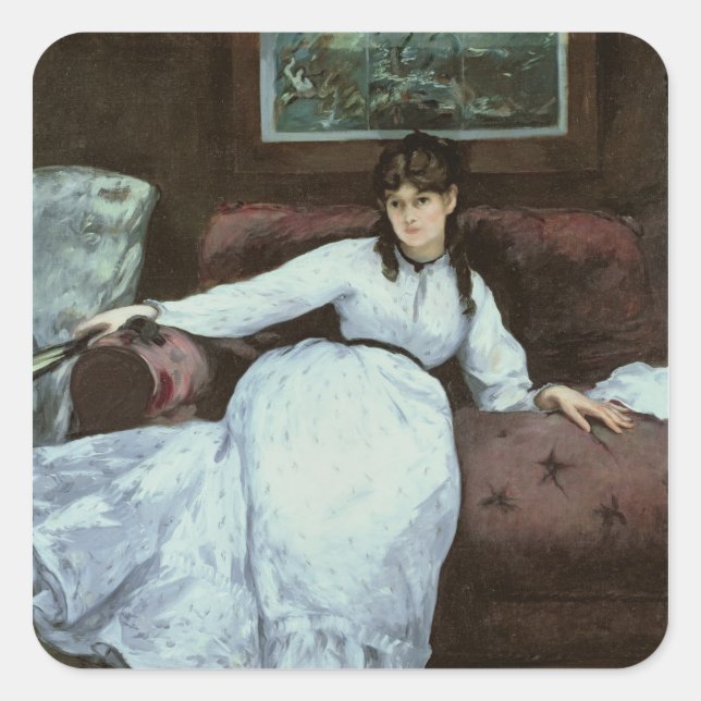 Manet | The Rest, portrait of Berthe Morisot Square Sticker (Front)