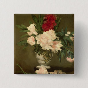 Manet Vase of Peonies on a Small Pedestal, 1864 Pinback Button