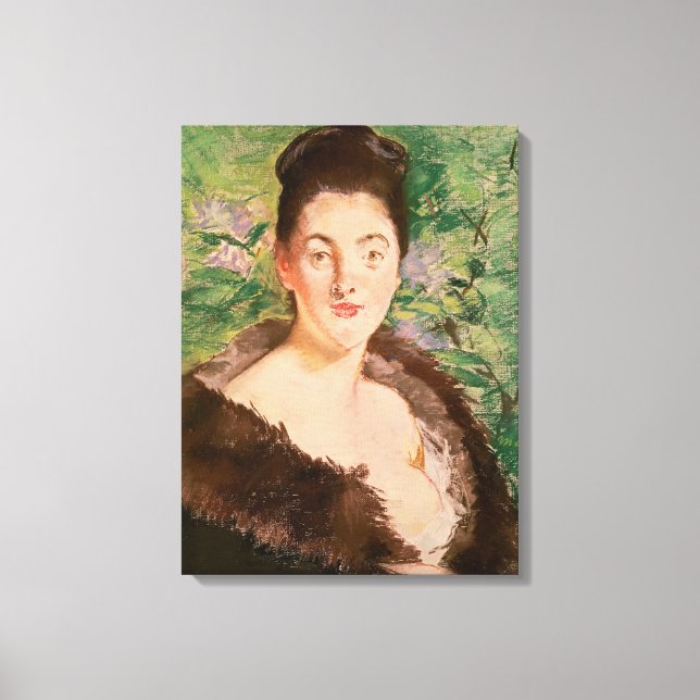 Manet | Woman in a fur coat Canvas Print (Front)