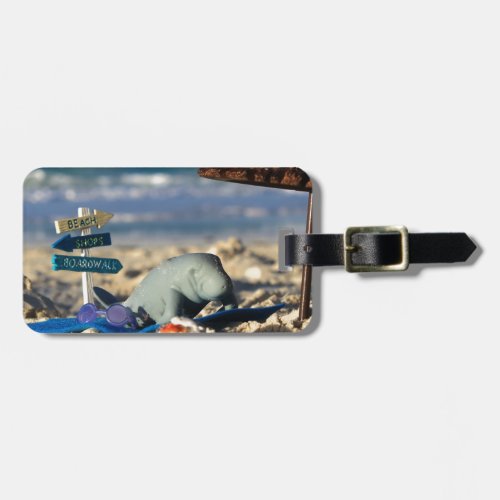 Manfred the Manatee at the Beach Luggage Tag