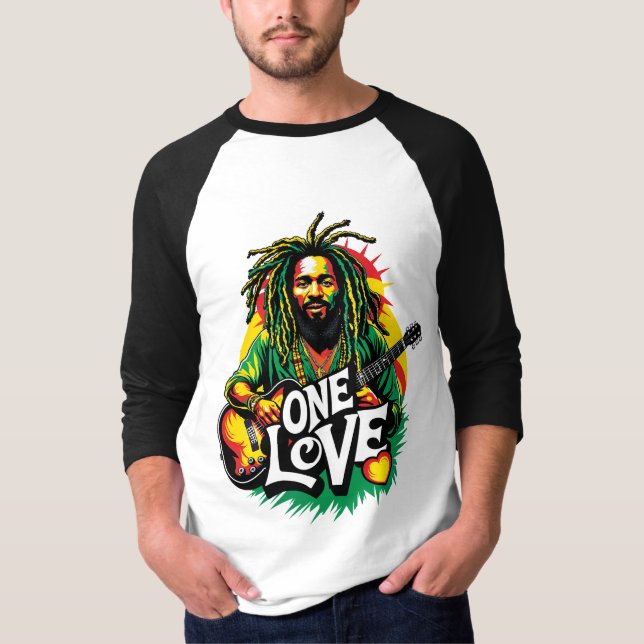 Manga 3/4 One Love the King of Reggae T-Shirt (Front)