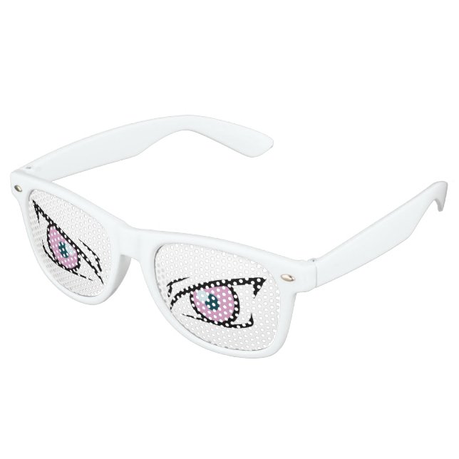 Manga angry eyes retro sunglasses (Angled)