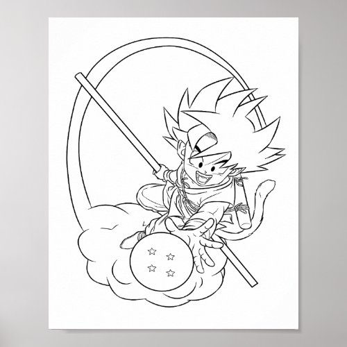 Manga Anime Coloring Page Goku Art  Poster