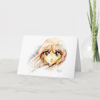Manga Anime Girl sketch big eyes kawaii cute Card
