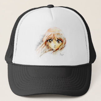 Manga Anime Girl sketch big eyes kawaii cute Trucker Hat