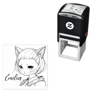 Manga Catgirl Self-inking Stamp