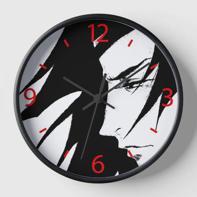 Manga Character Wind Blown Hair Anime Wall Clock | Zazzle