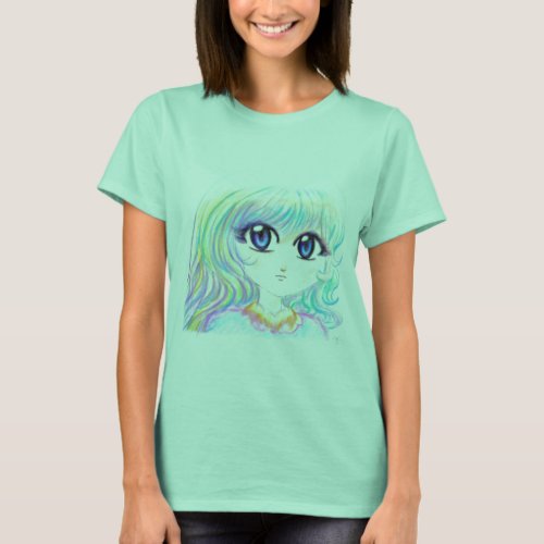 Manga Fairy Girl Anime Colorful Rainbow Magic Eyes T_Shirt