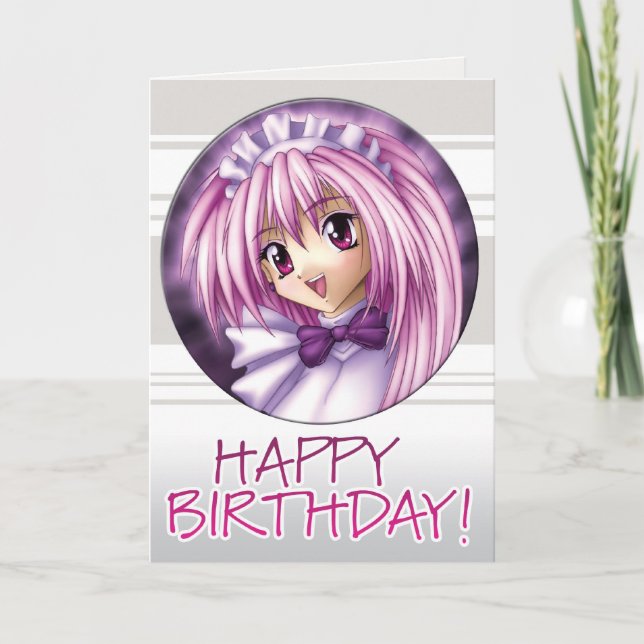 Manga Girl Maid Birthday Card (Front)
