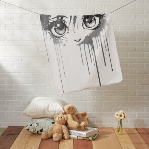 Manga Girl with Paint_Drenched Gaze Baby Blanket