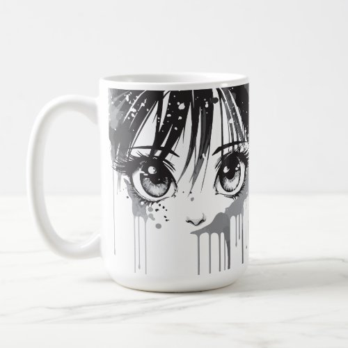 Manga Girl with Paint_Drenched Gaze Coffee Mug