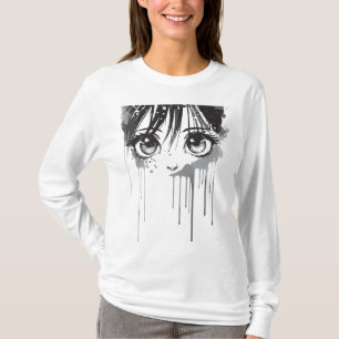 Manga Girl with Paint-Drenched Gaze T-Shirt