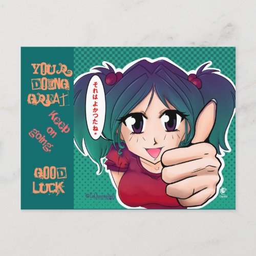 Manga girl with thumb up _ card
