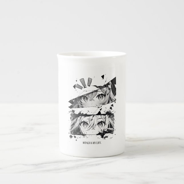 Manga Is My Life Anime Eyes Glitch Art Bone China Mug (Front)