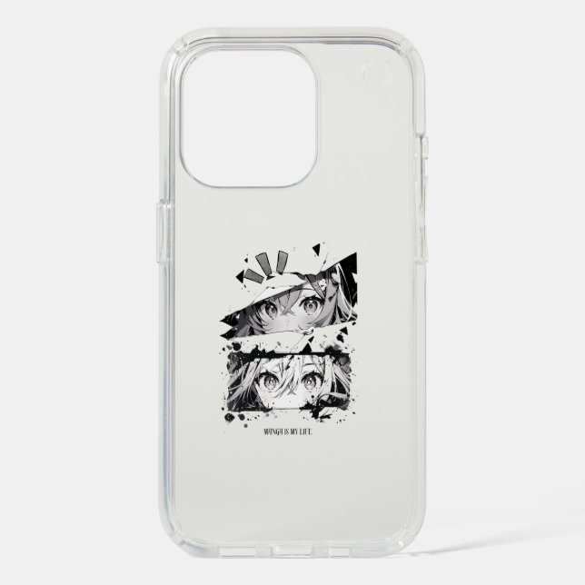 Manga Is My Life Anime Eyes Glitch Art Speck iPhone Case (Front)