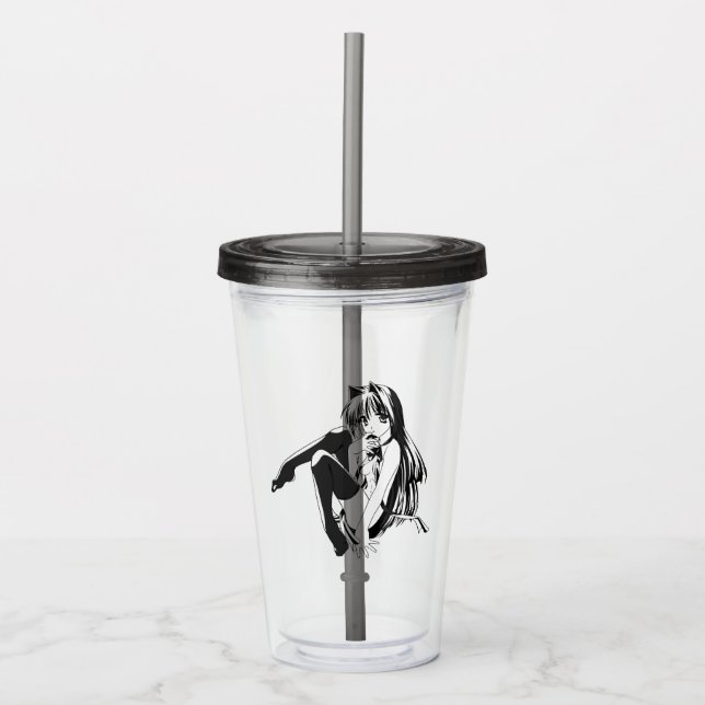 Manga, Neko Catgirl Furry Kawaii Loli  Acrylic Tumbler (Front)