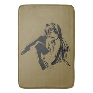 Manga, Neko Catgirl Furry Kawaii Loli  Bath Mat
