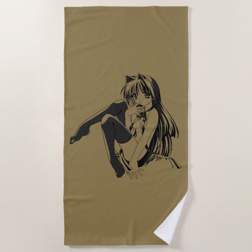 Manga Neko Catgirl Furry Kawaii Loli Beach Towel