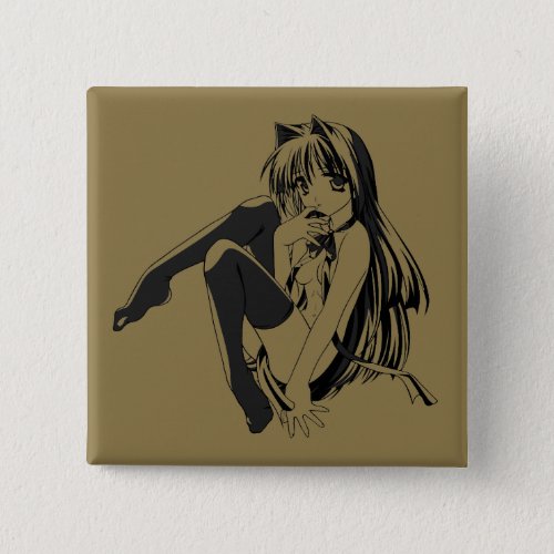 Manga Neko Catgirl Furry Kawaii Loli  Button