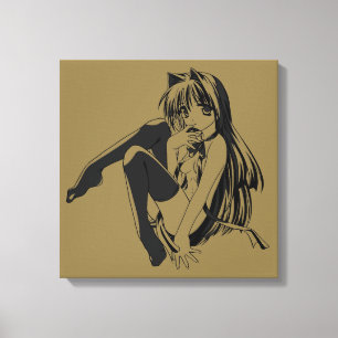 Manga, Neko Catgirl Furry Kawaii Loli  Canvas Print