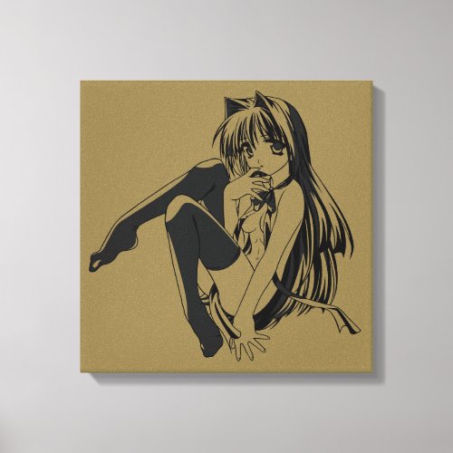 Manga Neko Catgirl Furry Kawaii Loli  Canvas Print