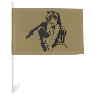 Manga, Neko Catgirl Furry Kawaii Loli Car Flag