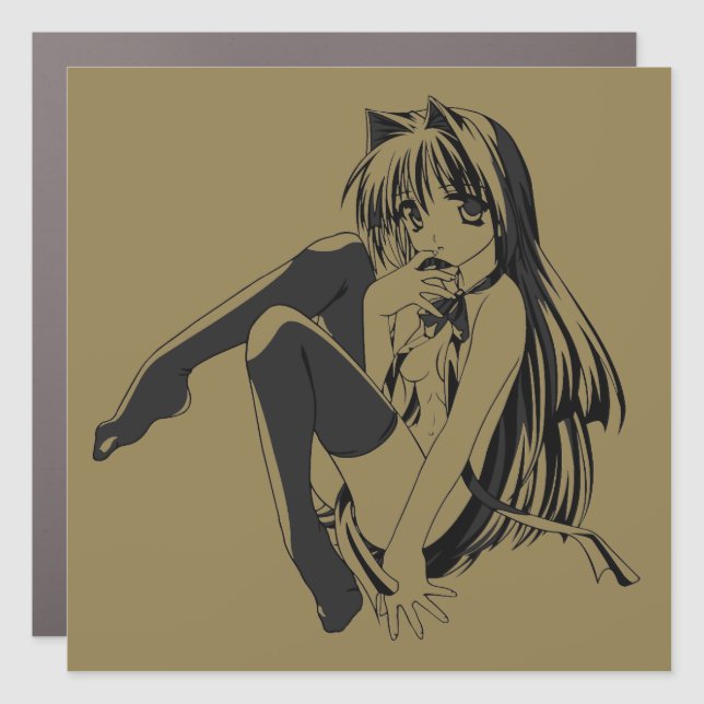 Manga, Neko Catgirl Furry Kawaii Loli  Car Magnet (Front)