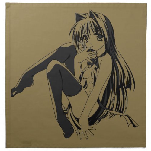 Manga Neko Catgirl Furry Kawaii Loli  Cloth Napkin