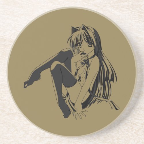 Manga Neko Catgirl Furry Kawaii Loli  Coaster