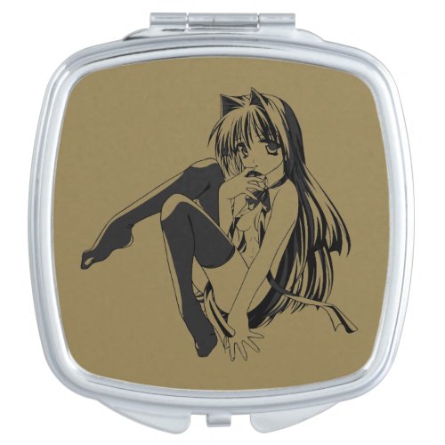 Manga Neko Catgirl Furry Kawaii Loli  Compact Mirror