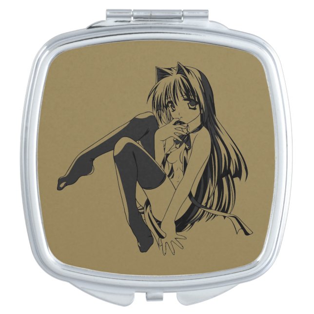 Manga, Neko Catgirl Furry Kawaii Loli  Compact Mirror (Front)
