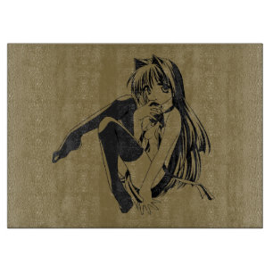 Manga, Neko Catgirl Furry Kawaii Loli  Cutting Board