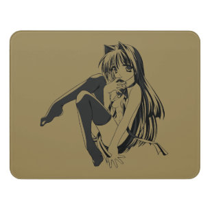 Manga, Neko Catgirl Furry Kawaii Loli Door Sign