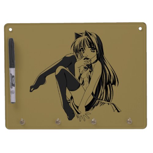 Manga Neko Catgirl Furry Kawaii Loli  Dry Erase Board With Keychain Holder