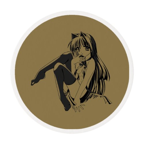 Manga Neko Catgirl Furry Kawaii Loli  Edible Frosting Rounds