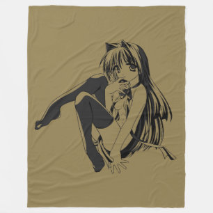 Manga, Neko Catgirl Furry Kawaii Loli Fleece Blanket