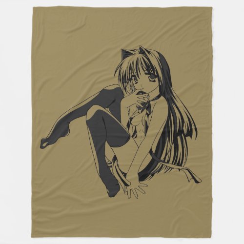 Manga Neko Catgirl Furry Kawaii Loli Fleece Blanket