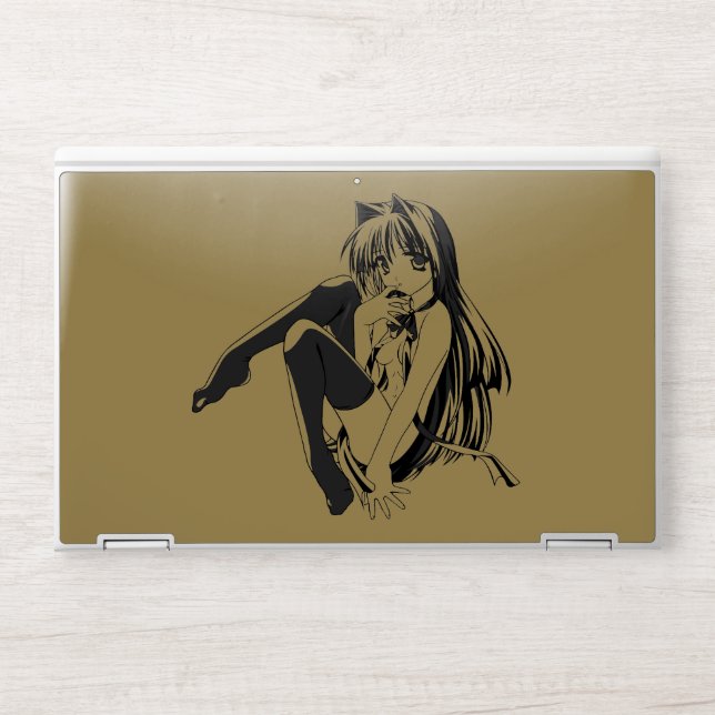 Manga, Neko Catgirl Furry Kawaii Loli  HP Laptop Skin (Front)