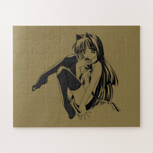 Manga, Neko Catgirl Furry Kawaii Loli Jigsaw Puzzle